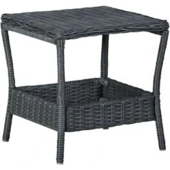 Garden Table Dark Grey 45x45x46.5 Cm Poly Rattan VidaXL