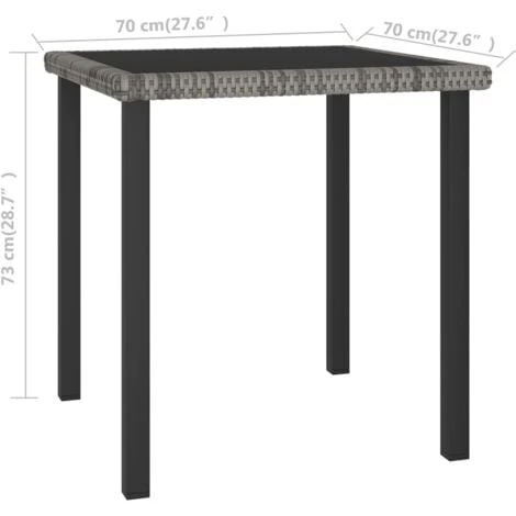 Garden Dining Table Grey 70x70x73 Cm Poly Rattan VidaXL 5 Garden Dining Table Grey 70x70x73 Cm Poly Rattan VidaXL - Image 3