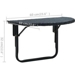 Balcony Table 60x60x32 Cm Black Poly Rattan VidaXL -Outdoor Furniture Store 3086201 3