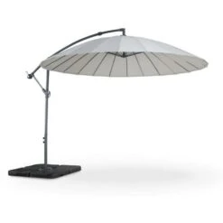 Cantilever Parasol Ø300cm - Anthracite Frame, Fibreglass Ribs, Anti-reverse Crank - Shanghai - Sand