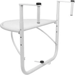 PrimeMatik - Semicircular Folding Table For Balcony 60x30cm White -Outdoor Furniture Store 30951978 4