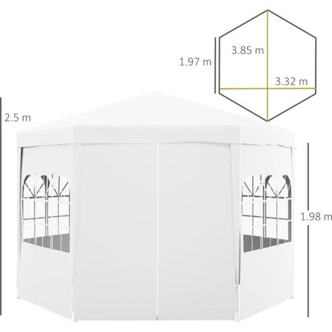 Outsunny 3.9m Outdoor Gazebo Canopy Party Tent With 6 Removable Side Walls White 4 Outsunny 3.9m Outdoor Gazebo Canopy Party Tent With 6 Removable Side Walls White - Image 2