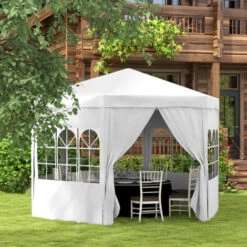 Outsunny 3.9m Outdoor Gazebo Canopy Party Tent With 6 Removable Side Walls White 9 Outsunny 3.9m Outdoor Gazebo Canopy Party Tent With 6 Removable Side Walls White -Outdoor Furniture Store 31127411 3