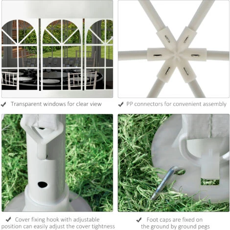 Outsunny 3.9m Outdoor Gazebo Canopy Party Tent With 6 Removable Side Walls White 6 Outsunny 3.9m Outdoor Gazebo Canopy Party Tent With 6 Removable Side Walls White - Image 4