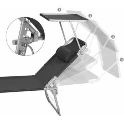 Songmics Sun Lounger, Sunbed, Reclining Sun Chair, With Headrest, Adjustable Backrest, Sunshade, Lightweight, Foldable, 53 X 193 X 29.5 Cm, Load Capacity 150 Kg, For Garden, Black GCB192B01 9 Songmics Sun Lounger, Sunbed, Reclining Sun Chair, With Headrest, Adjustable Backrest, Sunshade, Lightweight, Foldable, 53 X 193 X 29.5 Cm, Load Capacity 150 Kg, For Garden, Black GCB192B01 -Outdoor Furniture Store 31495718 3