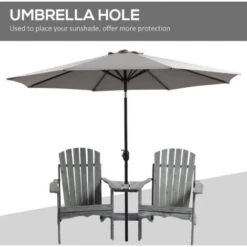 Outsunny Wooden Double Adirondack Chair W/ Center Table & Umbrella Hole Grey 10 Outsunny Wooden Double Adirondack Chair W/ Center Table & Umbrella Hole Grey -Outdoor Furniture Store 31616040 4