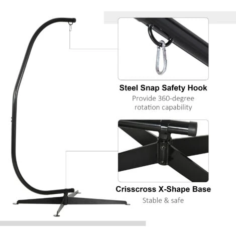 Outsunny Hammock Chair Stand Only Heavy Duty Metal C-Stand Indoor Or Outdoor 6 Outsunny Hammock Chair Stand Only Heavy Duty Metal C-Stand Indoor Or Outdoor - Image 4
