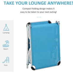 Outsunny Folding Outdoor Reclining Sun Lounger Chair Aluminium Frame Blue 11 Outsunny Folding Outdoor Reclining Sun Lounger Chair Aluminium Frame Blue -Outdoor Furniture Store 31665779 5