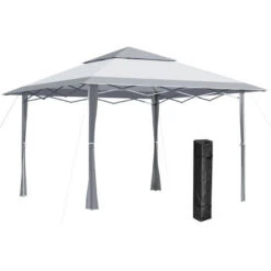 Outsunny 4 X 4m Outdoor Pop-Up Canopy Tent Gazebo Adjustable Legs Bag Grey