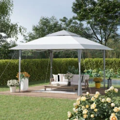Outsunny 4 X 4m Outdoor Pop-Up Canopy Tent Gazebo Adjustable Legs Bag Grey 9 Outsunny 4 X 4m Outdoor Pop-Up Canopy Tent Gazebo Adjustable Legs Bag Grey -Outdoor Furniture Store 31665855 3