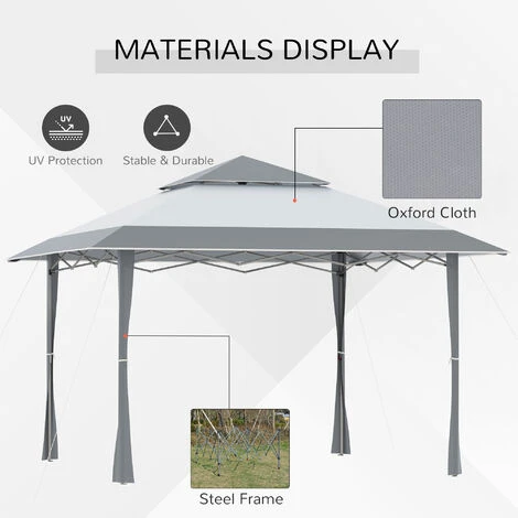 Outsunny 4 X 4m Outdoor Pop-Up Canopy Tent Gazebo Adjustable Legs Bag Grey 6 Outsunny 4 X 4m Outdoor Pop-Up Canopy Tent Gazebo Adjustable Legs Bag Grey - Image 4