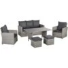 Outsunny 6 PCS Patio PE Rattan Sofa Furniture Set Dining Table Grey 1 Outsunny 6 PCS Patio PE Rattan Sofa Furniture Set Dining Table Grey -Outdoor Furniture Store 31665899 1