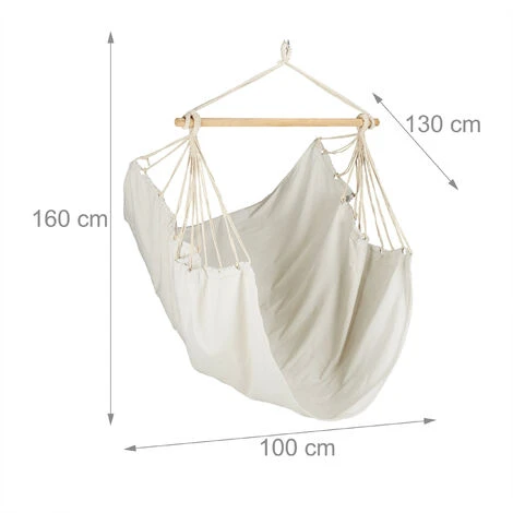 Relaxdays Hanging Chair. Modern Cotton Swing Seat, For Adults & Children, In- & Outdoor Use, Max. 150 Kg, Beige 5 Relaxdays Hanging Chair. Modern Cotton Swing Seat, For Adults & Children, In- & Outdoor Use, Max. 150 Kg, Beige - Image 4