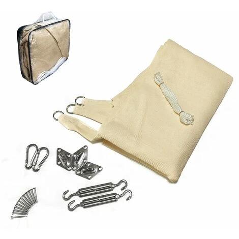 VOUNOT HDPE Sun Shade Sail Triangle With Fixing Kits, 5x5x5M, Ivory 7 VOUNOT HDPE Sun Shade Sail Triangle With Fixing Kits, 5x5x5M, Ivory - Image 5