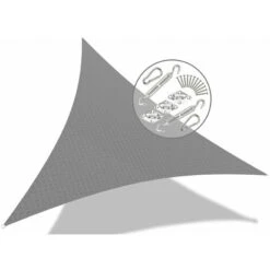 VOUNOT HDPE Sun Shade Sail Triangle With Fixing Kits, 3x3x3M, Grey