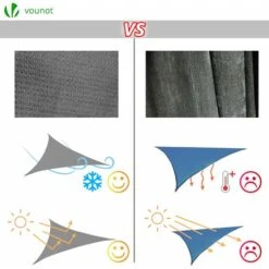 VOUNOT HDPE Sun Shade Sail Triangle With Fixing Kits, 3x3x3M, Grey -Outdoor Furniture Store 31837012 3