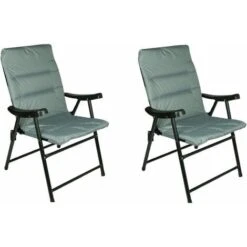 Cushioned Folding Outdoor Chair - Grey (2 Chairs)