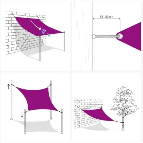 Sunshade Sail Oxford Fabric Square 2x2 M Brown VidaXL 7 Sunshade Sail Oxford Fabric Square 2x2 M Brown VidaXL - Image 5