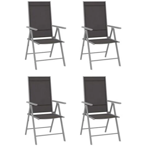 Folding Garden Chairs 4 Pcs Textilene Black VidaXL 3 Folding Garden Chairs 4 Pcs Textilene Black VidaXL
