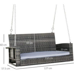 Outsunny 2 Seater Swing Bench Garden Swing Chair W/ Cushion (No Frame Included) -Outdoor Furniture Store 32170485 2