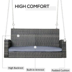 Outsunny 2 Seater Swing Bench Garden Swing Chair W/ Cushion (No Frame Included) -Outdoor Furniture Store 32170485 5