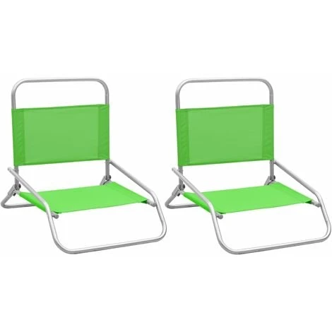 Folding Beach Chairs 2 Pcs Green Fabric VidaXL 3 Folding Beach Chairs 2 Pcs Green Fabric VidaXL