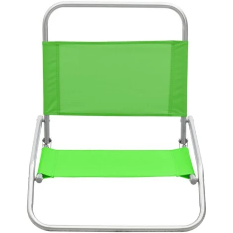 Folding Beach Chairs 2 Pcs Green Fabric VidaXL 6 Folding Beach Chairs 2 Pcs Green Fabric VidaXL - Image 4