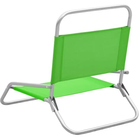 Folding Beach Chairs 2 Pcs Green Fabric VidaXL 7 Folding Beach Chairs 2 Pcs Green Fabric VidaXL - Image 5