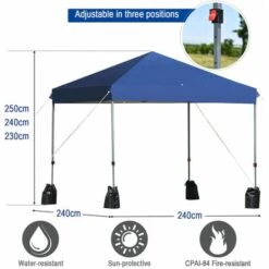 COSTWAY 2.5x2.5M Pop Up Gazebo, 3-Position Height Adjustable Commercial Instant Canopy Tent With Roller Bag And 4 Sandbags, Garden Patio Sun Shelter For Camping Barbecue Party (Blue) 9 COSTWAY 2.5x2.5M Pop Up Gazebo, 3-Position Height Adjustable Commercial Instant Canopy Tent With Roller Bag And 4 Sandbags, Garden Patio Sun Shelter For Camping Barbecue Party (Blue) -Outdoor Furniture Store 32247777 3