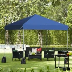 COSTWAY 2.5x2.5M Pop Up Gazebo, 3-Position Height Adjustable Commercial Instant Canopy Tent With Roller Bag And 4 Sandbags, Garden Patio Sun Shelter For Camping Barbecue Party (Blue) 10 COSTWAY 2.5x2.5M Pop Up Gazebo, 3-Position Height Adjustable Commercial Instant Canopy Tent With Roller Bag And 4 Sandbags, Garden Patio Sun Shelter For Camping Barbecue Party (Blue) -Outdoor Furniture Store 32247777 4