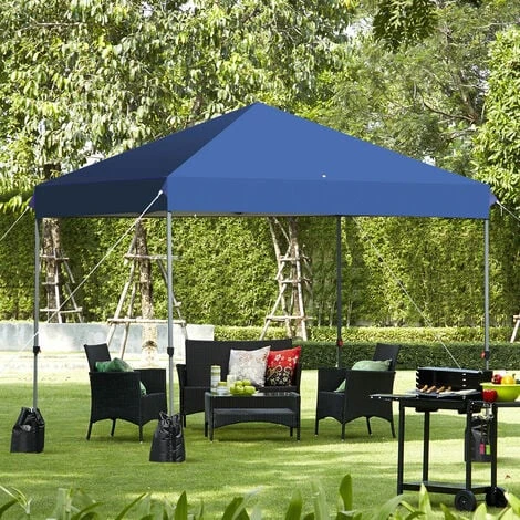 COSTWAY 2.5x2.5M Pop Up Gazebo, 3-Position Height Adjustable Commercial Instant Canopy Tent With Roller Bag And 4 Sandbags, Garden Patio Sun Shelter For Camping Barbecue Party (Blue) 6 COSTWAY 2.5x2.5M Pop Up Gazebo, 3-Position Height Adjustable Commercial Instant Canopy Tent With Roller Bag And 4 Sandbags, Garden Patio Sun Shelter For Camping Barbecue Party (Blue) - Image 4