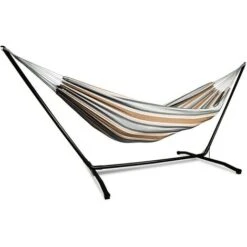 Garden Hammock With Stainless Steel Support For 2 People With Load Capacity Of 200 Kg Ideal For Camping And Beach. Color Beige