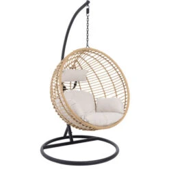 Charles Bentley Single Hanging Swing Chair H198 X Diameter 104cm Natural -Outdoor Furniture Store 32394501 4