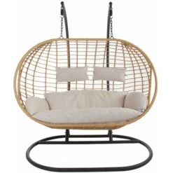 Charles Bentley Double Hanging Swing Chair Seat H196 X D117 X W167cm Natural -Outdoor Furniture Store 32533350 5