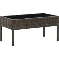 Garden Table Brown 75x40x37 Cm Poly Rattan VidaXL