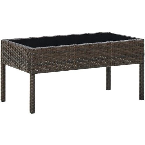 Garden Table Brown 75x40x37 Cm Poly Rattan VidaXL 3 Garden Table Brown 75x40x37 Cm Poly Rattan VidaXL