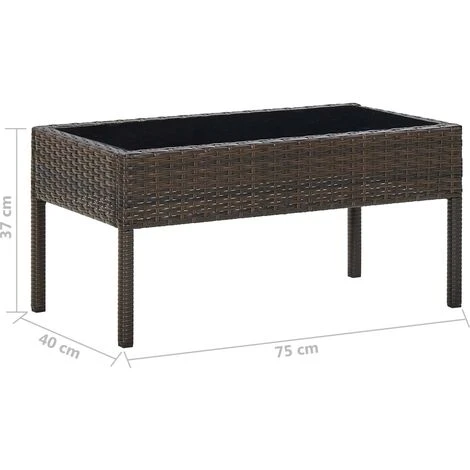 Garden Table Brown 75x40x37 Cm Poly Rattan VidaXL 5 Garden Table Brown 75x40x37 Cm Poly Rattan VidaXL - Image 3