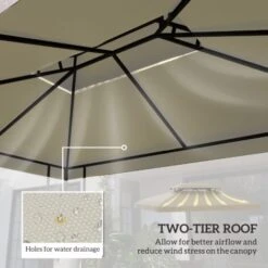 Outsunny 3x4m Gazebo Replacement Roof Canopy 2 Tier Top UV Cover Patio Cream 10 Outsunny 3x4m Gazebo Replacement Roof Canopy 2 Tier Top UV Cover Patio Cream -Outdoor Furniture Store 3259306 4