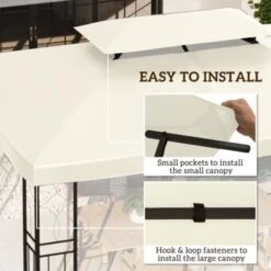 Outsunny 3x4m Gazebo Replacement Roof Canopy 2 Tier Top UV Cover Patio Cream 11 Outsunny 3x4m Gazebo Replacement Roof Canopy 2 Tier Top UV Cover Patio Cream -Outdoor Furniture Store 3259306 5