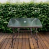 Livingandhome105CM Garden Ripple Glass Square Table With Umbrella Hole, Brown -Outdoor Furniture Store 32819517 1