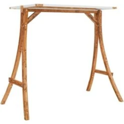Swing Frame With Cream Roof Solid Bent Wood With Teak Finish VidaXL