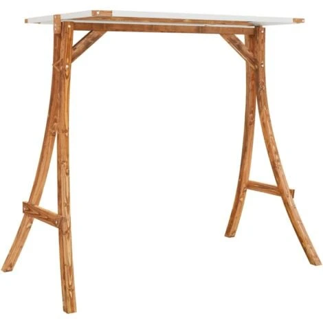 Swing Frame With Cream Roof Solid Bent Wood With Teak Finish VidaXL 3 Swing Frame With Cream Roof Solid Bent Wood With Teak Finish VidaXL