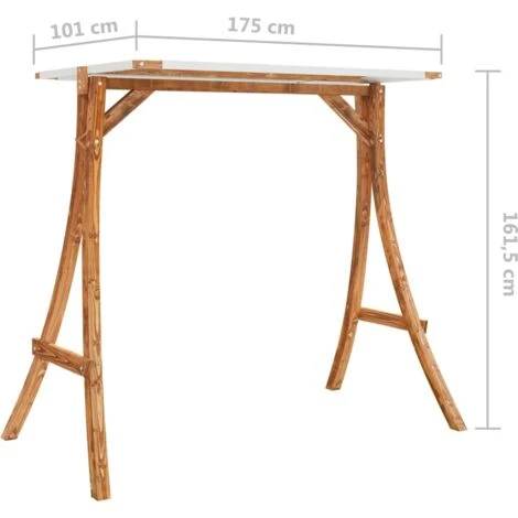 Swing Frame With Cream Roof Solid Bent Wood With Teak Finish VidaXL 5 Swing Frame With Cream Roof Solid Bent Wood With Teak Finish VidaXL - Image 3
