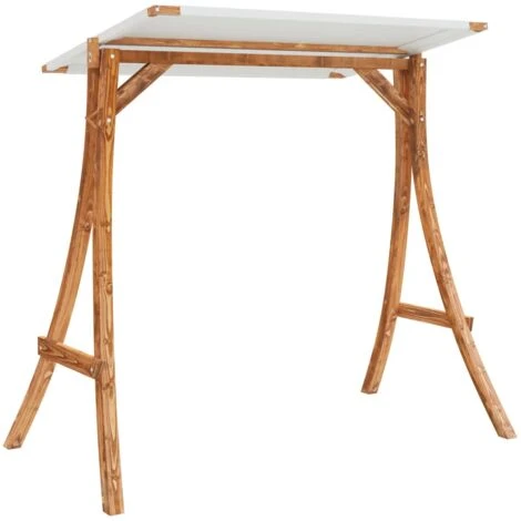 Swing Frame With Cream Roof Solid Bent Wood With Teak Finish VidaXL 6 Swing Frame With Cream Roof Solid Bent Wood With Teak Finish VidaXL - Image 4