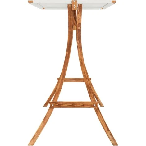 Swing Frame With Cream Roof Solid Bent Wood With Teak Finish VidaXL 7 Swing Frame With Cream Roof Solid Bent Wood With Teak Finish VidaXL - Image 5