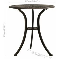 Garden Table Bronze 62x62x65 Cm Cast Aluminium VidaXL -Outdoor Furniture Store 32985928 3