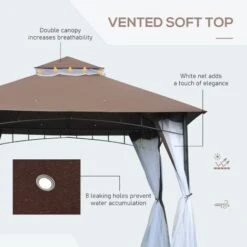 Outsunny Garden Gazebo Wedding Canopy Shelter Mesh Square Party Brown 3 X 3m 10 Outsunny Garden Gazebo Wedding Canopy Shelter Mesh Square Party Brown 3 X 3m -Outdoor Furniture Store 3300259 4