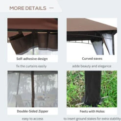 Outsunny Garden Gazebo Wedding Canopy Shelter Mesh Square Party Brown 3 X 3m 11 Outsunny Garden Gazebo Wedding Canopy Shelter Mesh Square Party Brown 3 X 3m -Outdoor Furniture Store 3300259 5