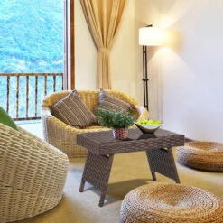 Folding Rattan Side Coffee Table Patio Square Garden Outdoor Furniture -Outdoor Furniture Store 33185836 4