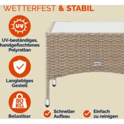 Casaria Poly Rattan Coffee Side Snack Table Garden Conservatory Patio Furniture M2 - 58x58x42cm (de) -Outdoor Furniture Store 33301024 3